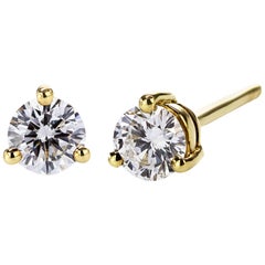 Roman Malakov Clous d'oreilles solitaires en or jaune avec diamants ronds de 0,40 carat