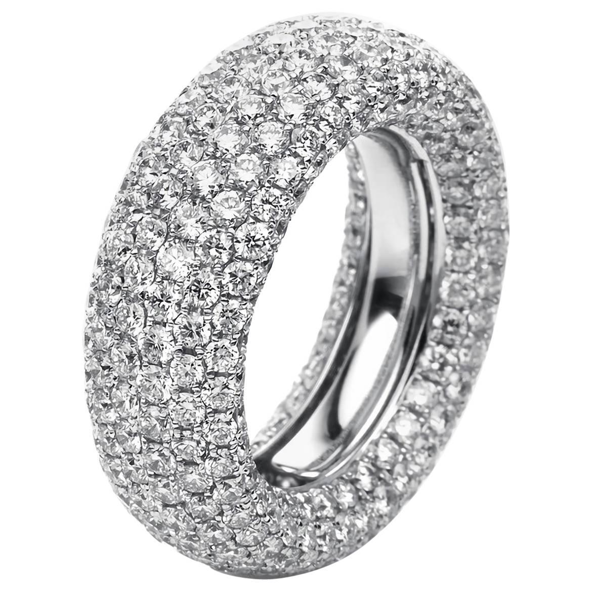 Carlos Udozzo 18 Karat White Gold Ladies and Men Diamond Statement Cocktail Ring For Sale