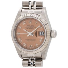 Rolex ladies white gold stainless steel Roman Rose Datejust wristwatch, c1991