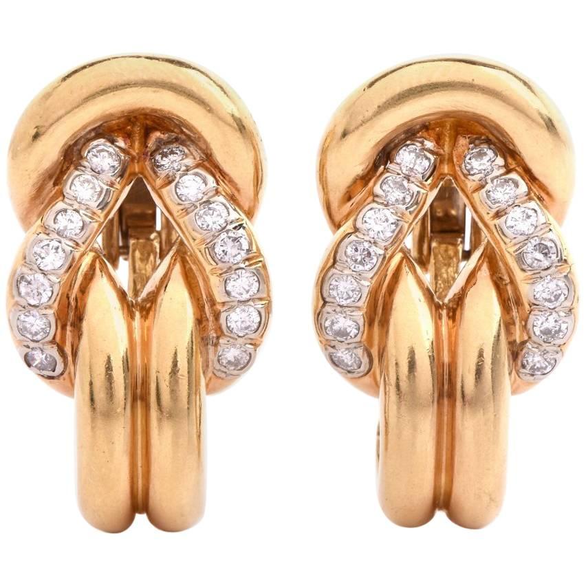 Diamond Gold Clip-Back Earrings