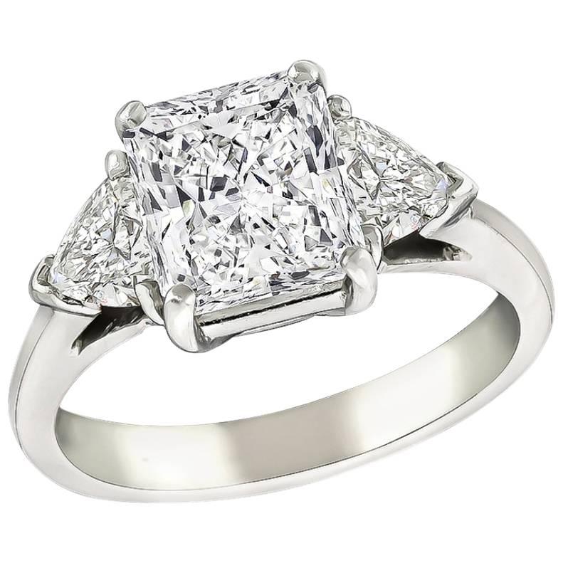 Bague de fiançailles en platine avec diamants de 2,16 carats certifiés GIA