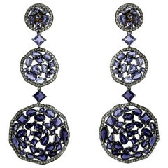 Iolite and Diamond Dangle Earring