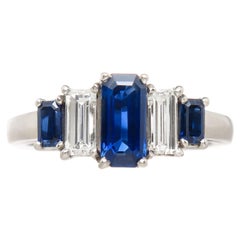 Oscar Heyman Diamond Sapphire and Platinum Ring