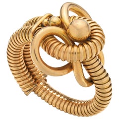 1940s French Retro Yellow Gold Tubogas Bracelet