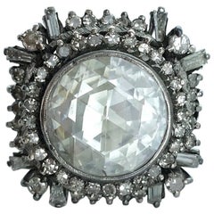 Oversized Antique Rose Cut Diamond Indian Ring