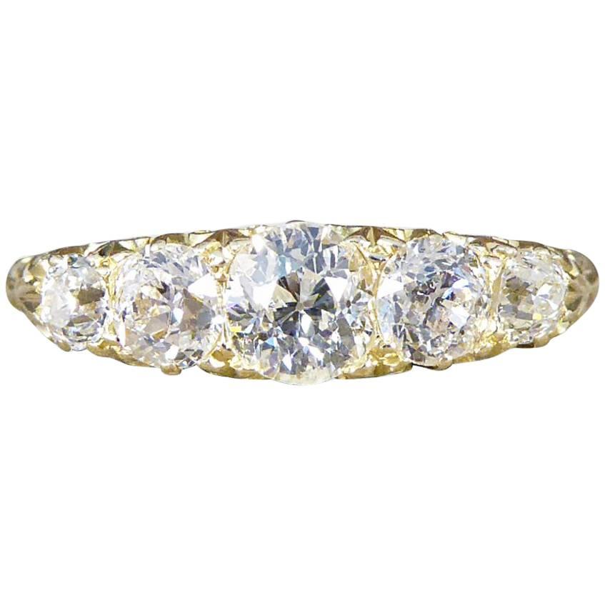 Late Victorian Antique Five-Stone Diamond Ring in 18 Carat Yellow Gold