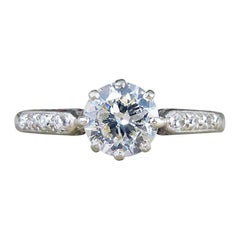 1930s Diamond Ring 0.70 Carat with Diamond Set Shoulders in 18 Carat Gold