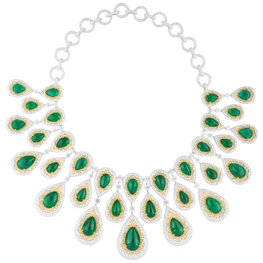 White Gold Zambian Emerald Set