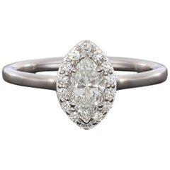Marquise Brilliant Diamond Halo White Gold Engagement Ring