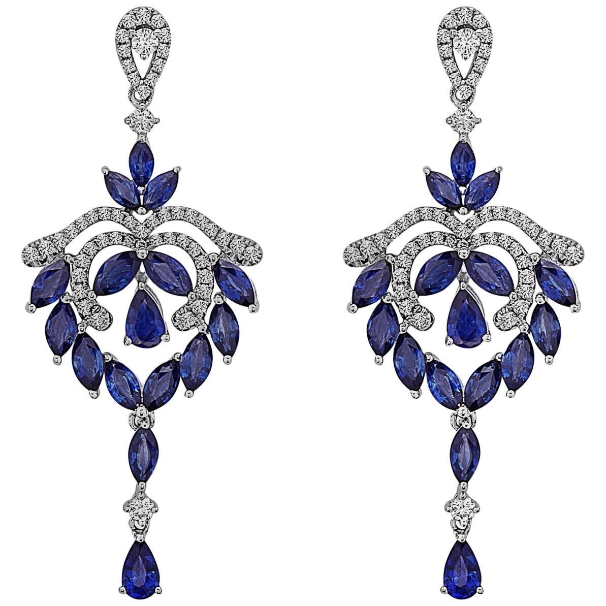 Emilio Jewelry Fancy Shaped Sapphire Diamond Earrings