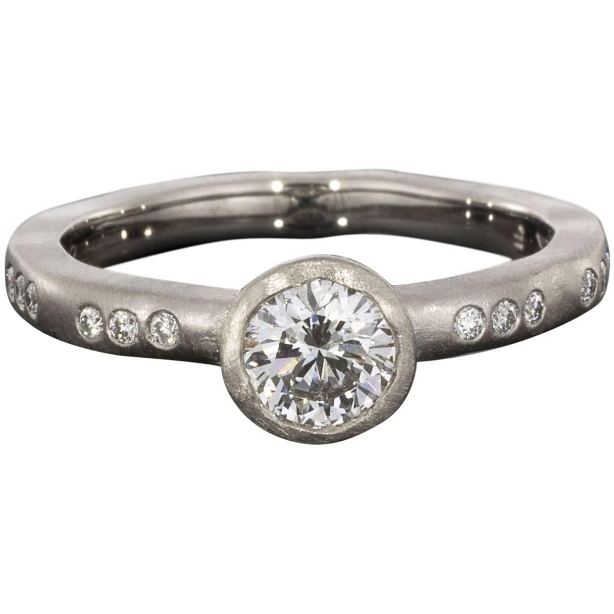 Martin Flyer White Gold Round Diamond GIA Certified Engagement Ring