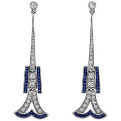 Emilio Jewelry Sapphire Diamond Drop Earrings
