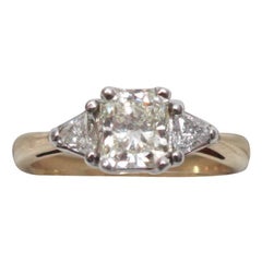 18 Karat Yellow Gold and Platinum Fancy Light Yellow Diamond Engagement Ring