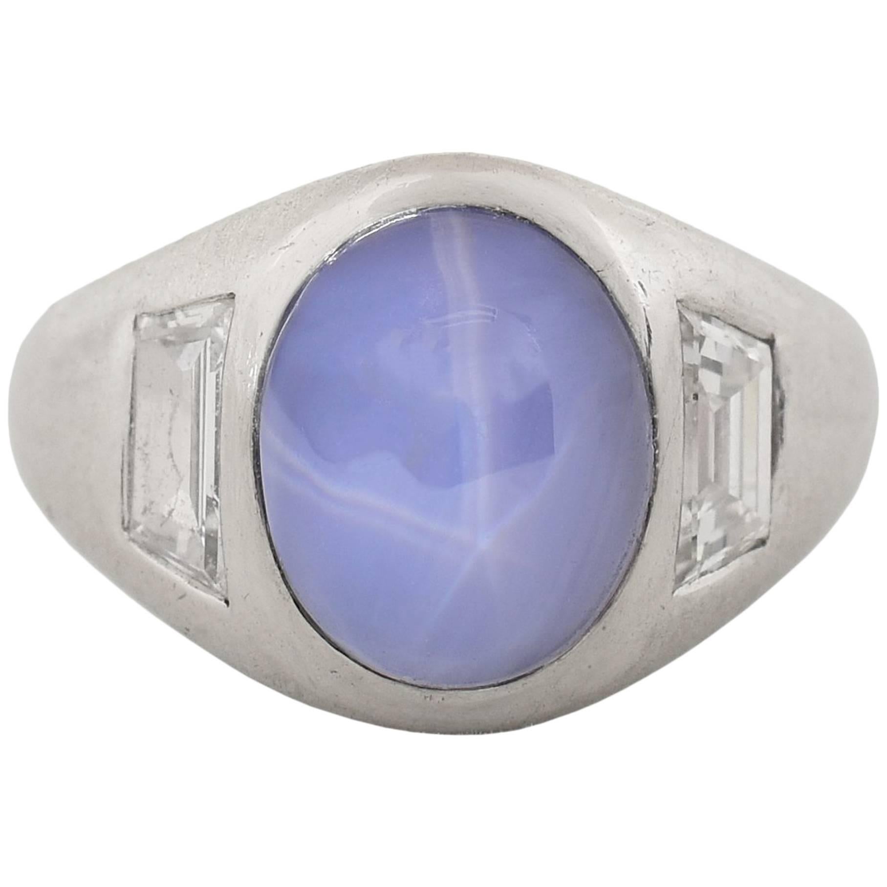 Raymond Yard Star Sapphire Platinum Ring For Sale