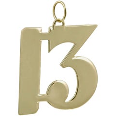 Vintage Gigantic Gold 13 Pendant/Charm