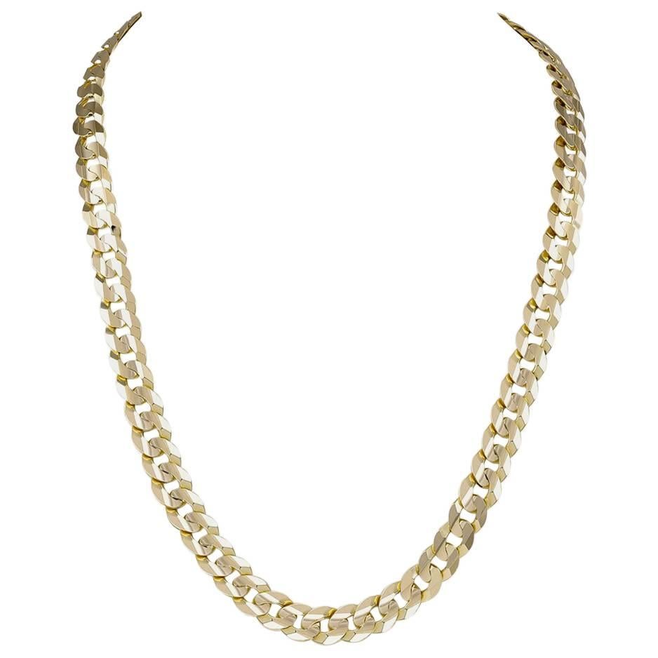 Distinctive Beveled Link Gold Necklace For Sale