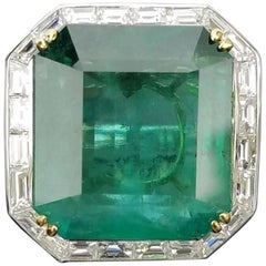 Certified 24.66 Carat Emerald and Diamond Cocktail Ring