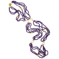 Decadent Jewels Amethyst Fresh Water Pearl Gold Necklace