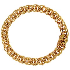 Vintage 18 Karat Gold Antic Rose Chain Bracelet