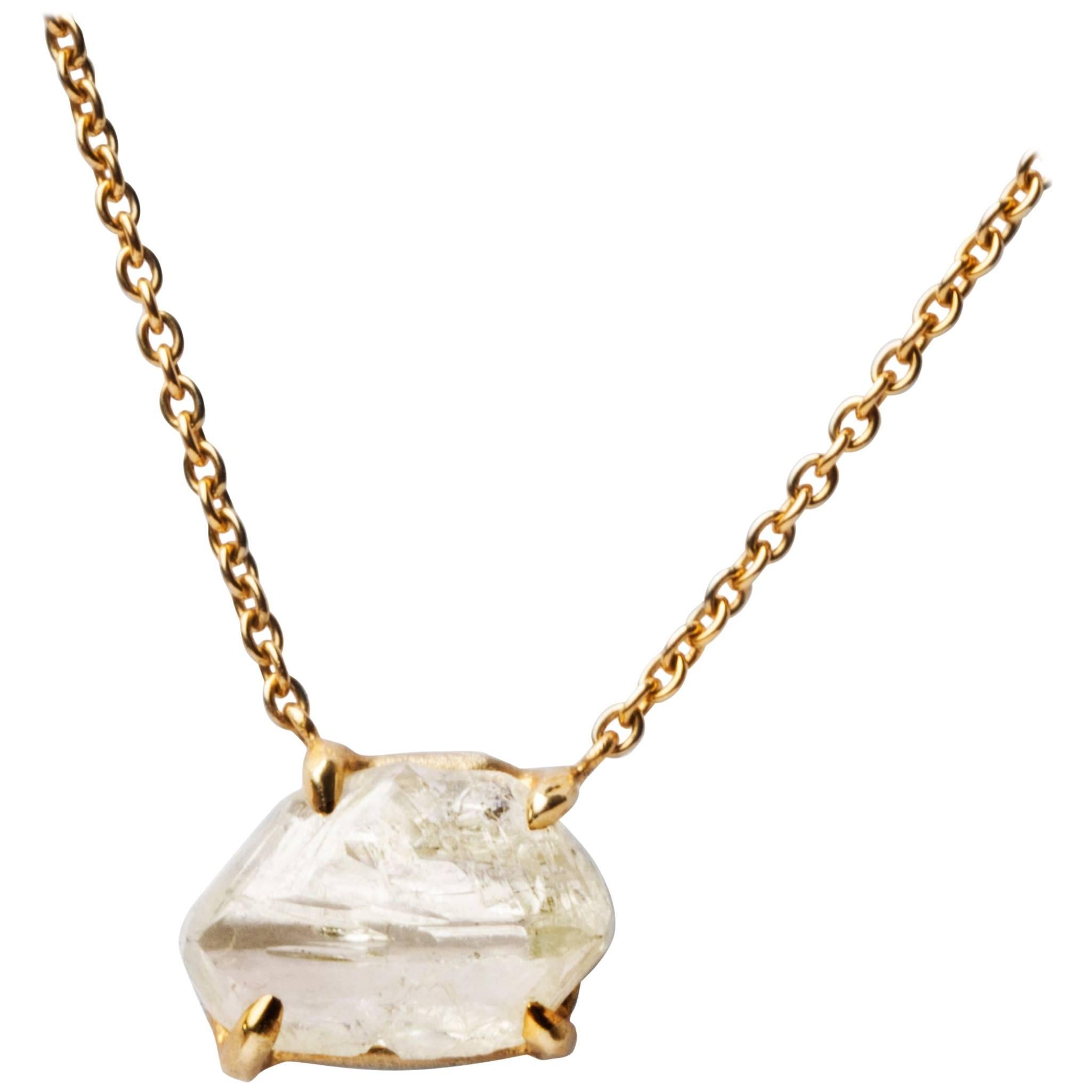 5.62 Carat Rough White Diamond Drop Pendant Necklace For Sale