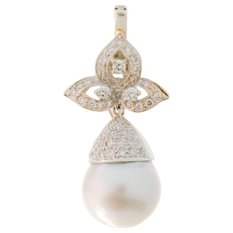 1980s .50 Carat Diamond and Pearl Necklace Enhancer at 1stDibs pearl