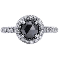 H & H 1.30 Carat Black Diamond Ring