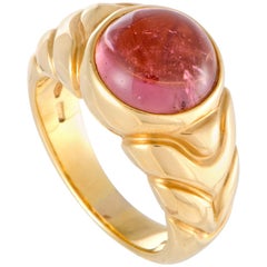 Bulgari Pink Tourmaline Yellow Gold Cabochon Ring