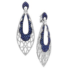 Diamond and Cabochon Sapphire Dangle Earrings