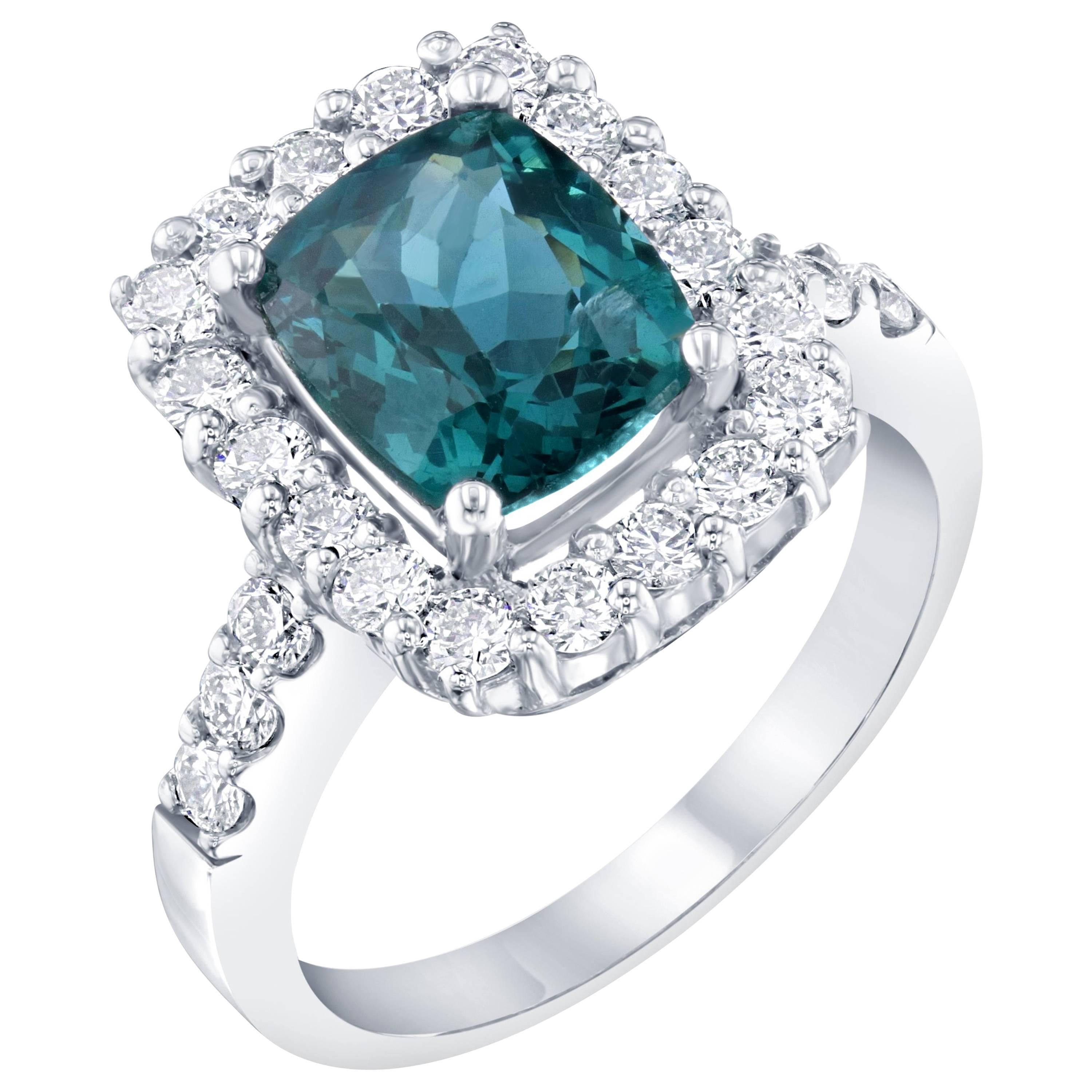 3.53 Carat Apatite Diamond White Gold Engagement Ring