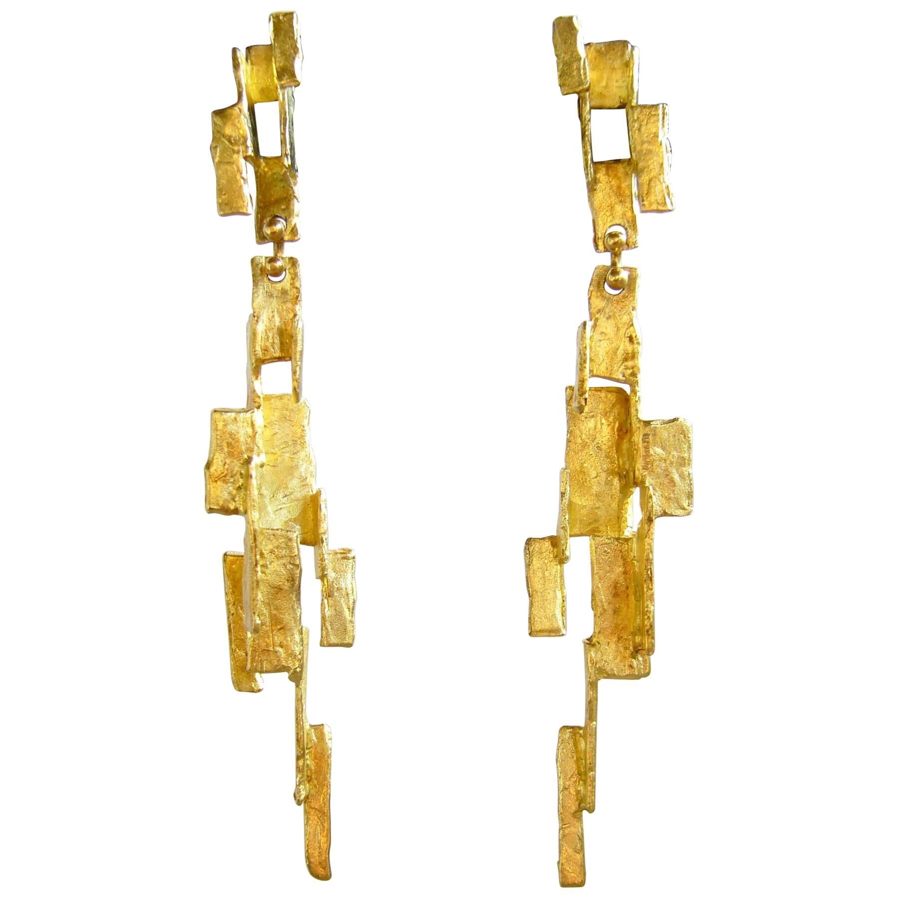 Ed Wiener Gold American Abstract Modernist Earrings