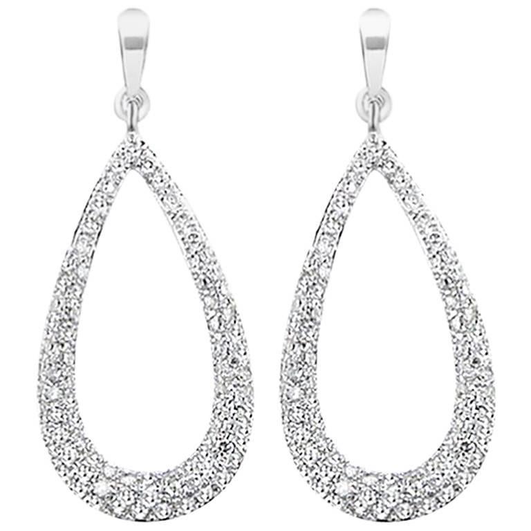 New Diamond Drop Hoop Earrings For Sale