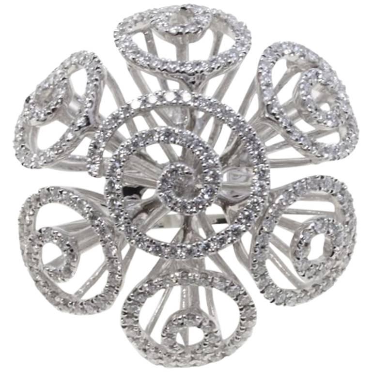 White Gold Diamonds Ring For Sale at 1stDibs