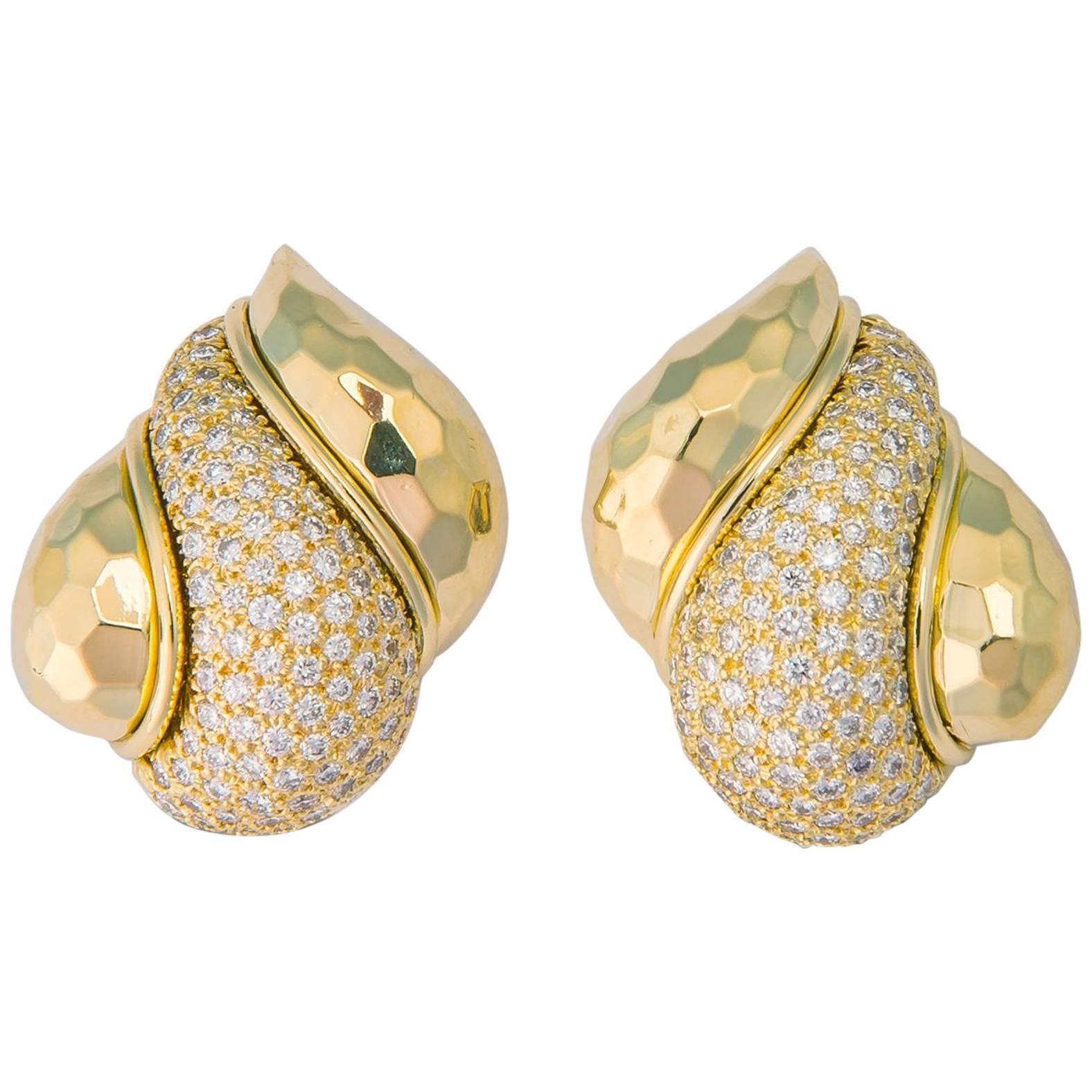 Henry Dunay Gold and Diamond Earrings