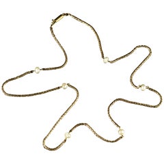 Antique Victorian Gold Pearl Plait Chain, Circa 1895
