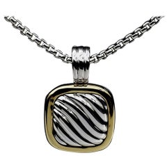 David Yurman Cable Square Locket 18 Karat Yellow Gold and Silver