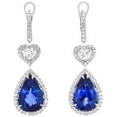 GRS White Gold Pear Cut Sapphire with Diamonds Earrings
