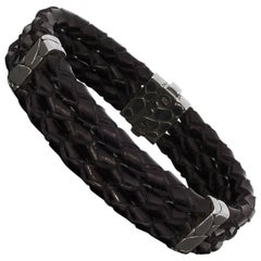 John Hardy Kali Three-Row Leather and Silver Bracelet