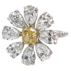 Diamond Flower Platinum Ring