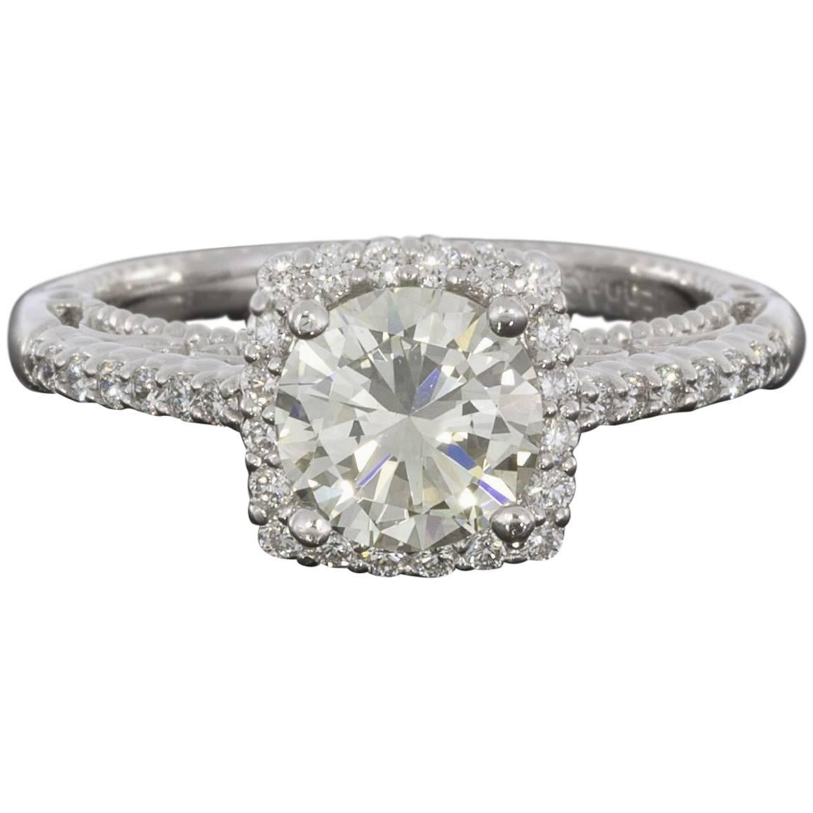 Verragio Venetian Cushion Halo Round Diamond Engagement Ring