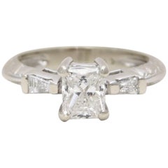 Custom 14 Karat White Gold Princess-Cut Diamond Engagement Ring