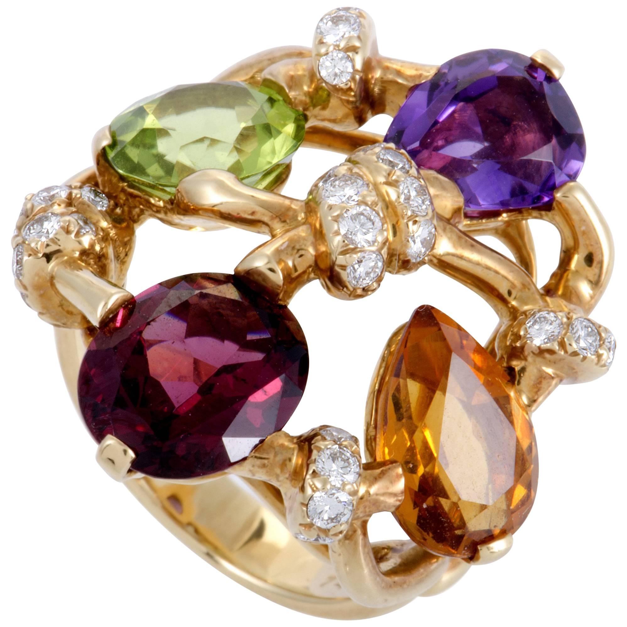 Chanel Venitienne Diamond and Multi-Gemstone Yellow Gold Ring