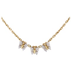 Pomellato Diamond Pave Yellow and White Gold Butterflies Necklace