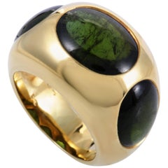 Pomellato Green Tourmaline Yellow Gold Band Ring
