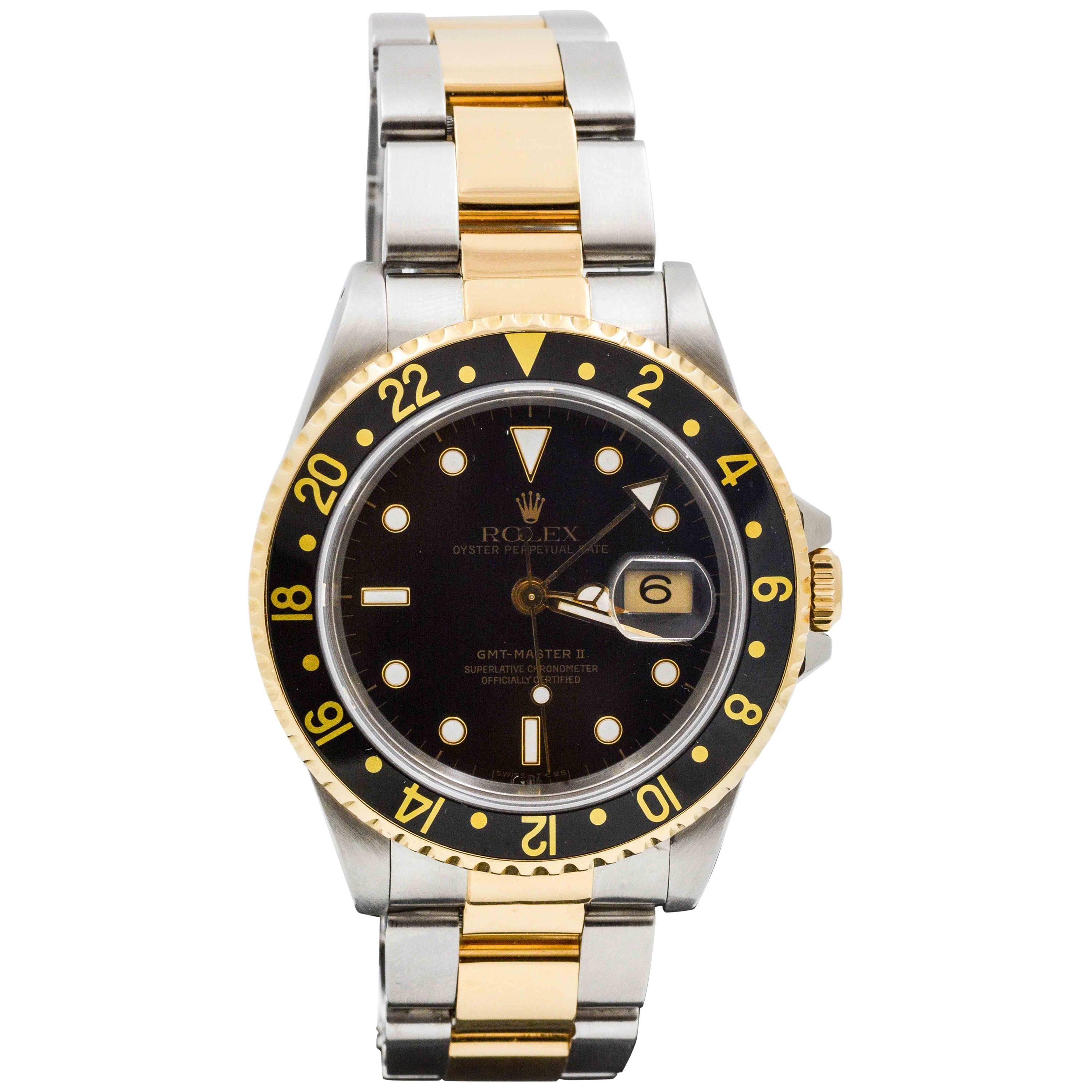 Rolex Yellow Gold Stainless Steel GMT Master II Wristwatch