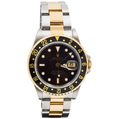 Retro Rolex Yellow Gold Stainless Steel GMT Master II Wristwatch