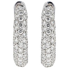 3.39 Carat Diamond White Gold Hoop Earrings