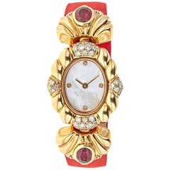 Piranesi Yellow Gold 1.04 Carat Diamond and 2.23 Carat Ruby Wristwatch