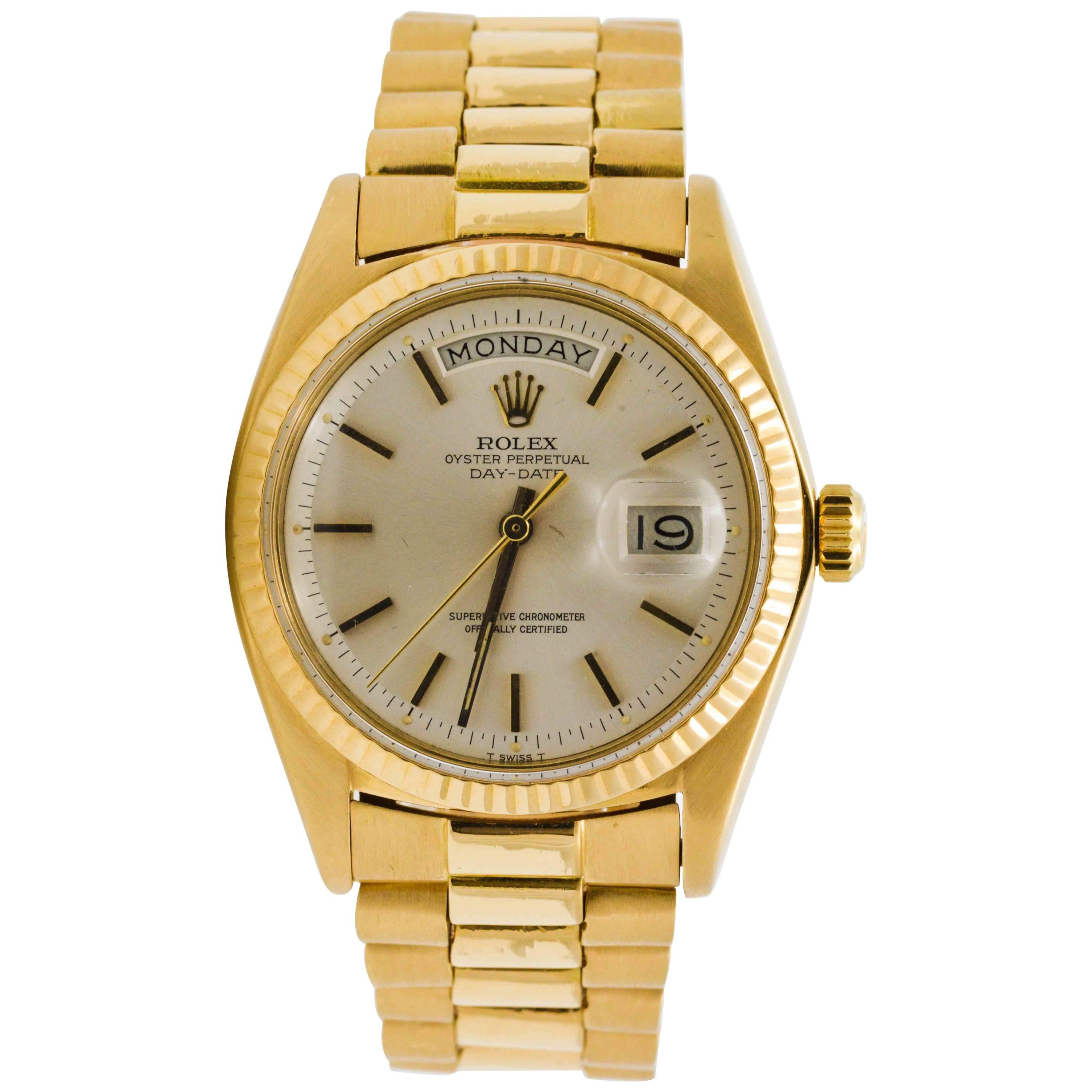 Rolex Yellow Gold Day Date Automatic Wristwatch
