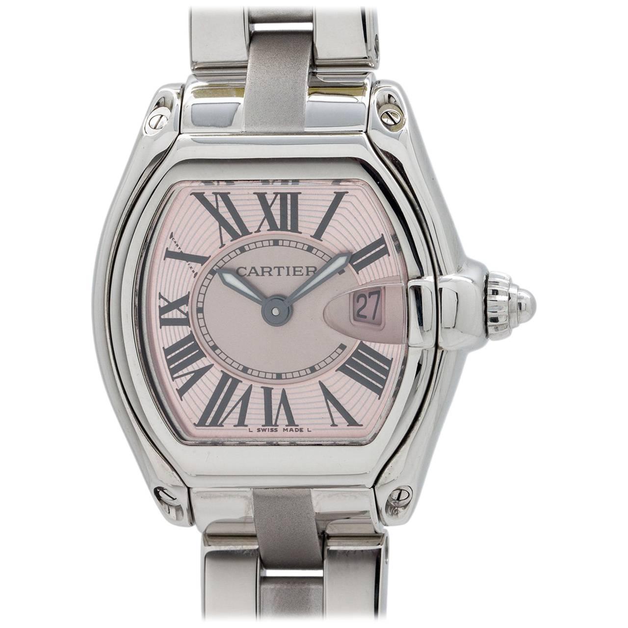 Cartier Stainless steel Lady Roadster ltd ed Breast Cancer quartz wristwatch