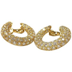 Mauboussin Paris 1970s Diamond and Gold Loop Earrings